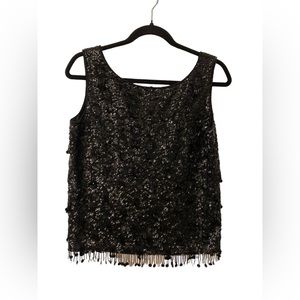 Vintage Women’s Medium British Crown Colony Of Hong Kong Sequin Zip Blouse